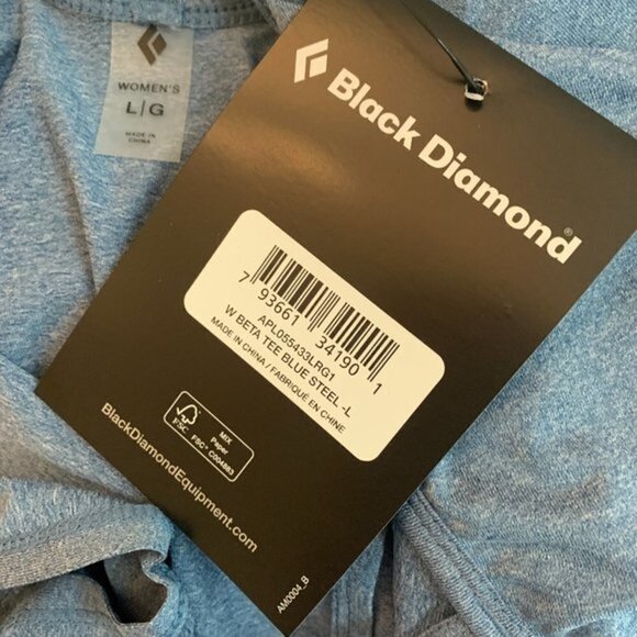 Black Diamond L Logo Steel Blue Scoop Neck Open Back Short Sleeve Pocket Tee - Picture 7 of 7